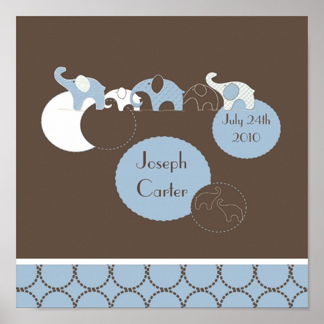 Blue Elephant Personalisiert Room Poster (Vorne)