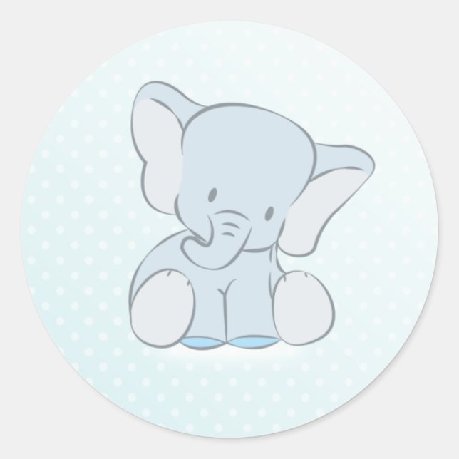 Blue Elephant Polka Dots Runder Aufkleber (Vorderseite)