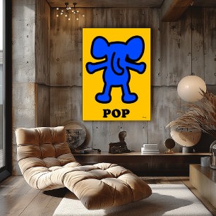 Blue Elephant Pop Art - Bold Animal Silhouette Poster