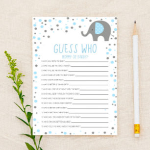 Blue Elephant rät, wer Baby Showspiel Briefpapier