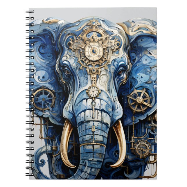 Blue Elephant Spiral Foto Notebook Notizblock (Vorderseite)