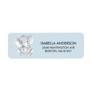 Blue Elephant Twins Baby Showadresse Label