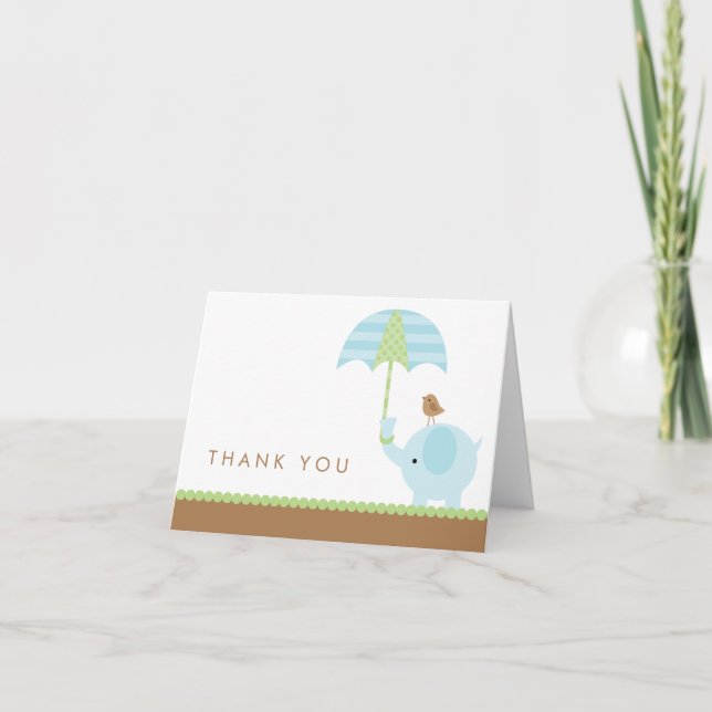 Blue Elephant Vielen Dank Karten (Vorderseite)