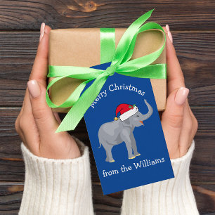 Blue Elephant Weihnachts-Party Funny Custom von Geschenkanhänger