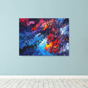 Blue Ember Blue Red Contemporary Abstrakt Art Leinwanddruck