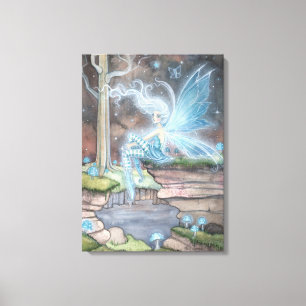 Blue Ember Fantasy Fairy Art Wrapped Canvas Leinwanddruck