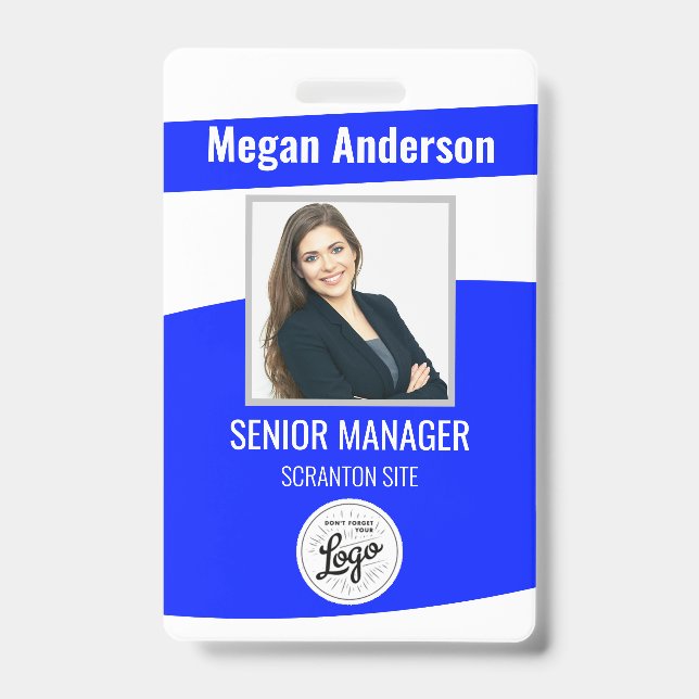 Blue Employee Foto ID Ausweis (Vorderseite)