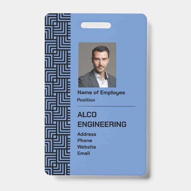 Blue Employee Foto Security Abzeichen - Vertikal Ausweis (Vorderseite)