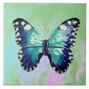 Blue Enamel Butterfly Fliese