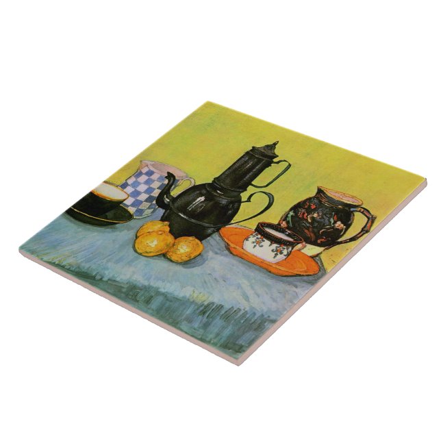 Blue Enamel Coffeepot Earthenware Van Gogh Fine Fliese (Seite)