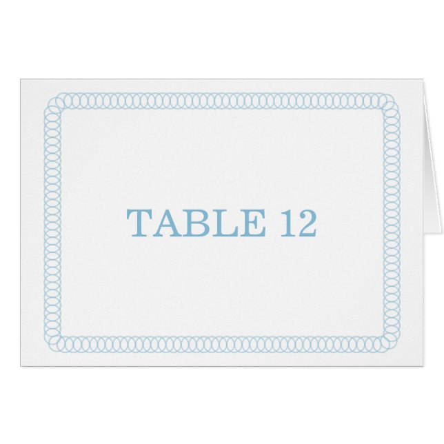Blue Encirclated Rounded Tischnummer Card (Vorderseite (Horizontal))