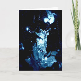 Blue Engel auf schwarze Weihnachtskarte Feiertagskarte