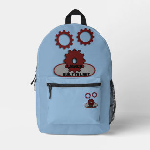 Blue Engineering Gears "Baut auf Langlebigkeit" K Bedruckter Rucksack