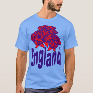 Blue England Text mit Abstrakter englischer Rose T-Shirt