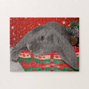 Blue English Lop Bunny Rabbit Weihnachten Puzzle