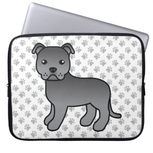 Blue English Staffie Niedlich Cartoon Dog & Paws Laptopschutzhülle
