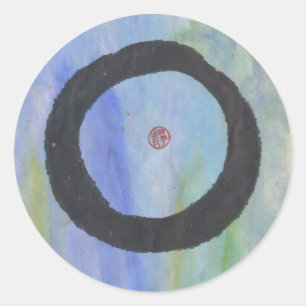 Blue Enso Zen Circle of Tranquility Stickers