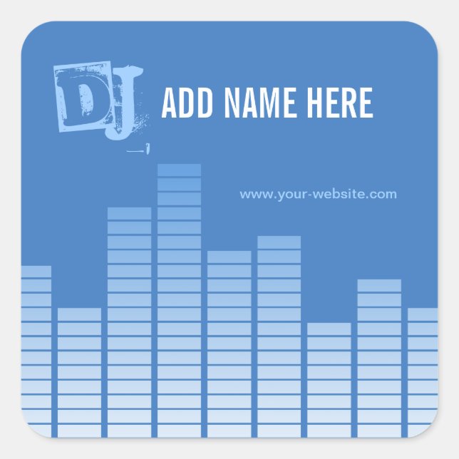 Blue Equalizer Quadratischer Aufkleber (Vorderseite)