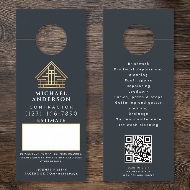 Blue Estimate Quote Builder Construction QR Code Türanhänger (Von Creator hochgeladen)