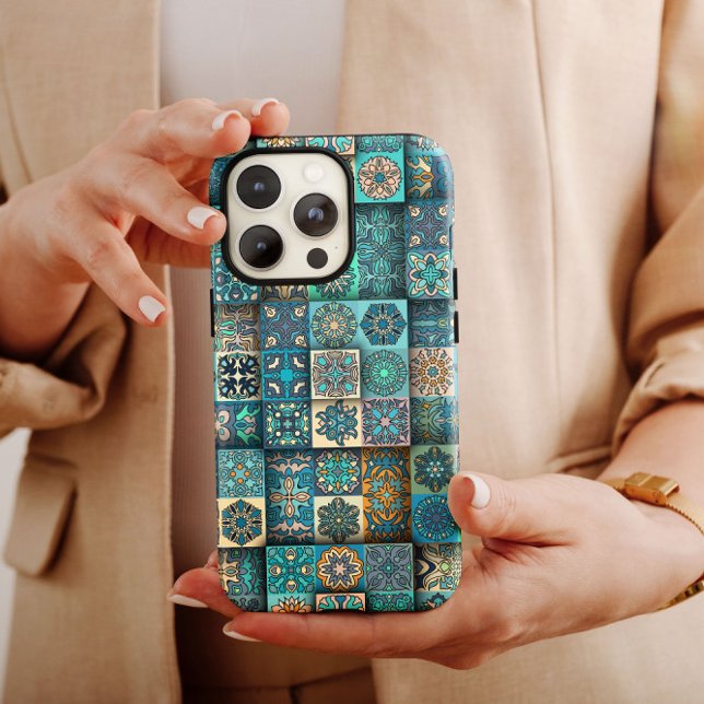 Blue Ethnic Blume Mandala | iPhone 14 Case-Mate Case-Mate iPhone Hülle (Von Creator hochgeladen)
