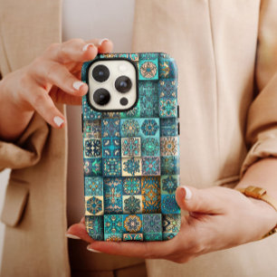 Blue Ethnic Blume Mandala   iPhone 14 Case-Mate Hülle
