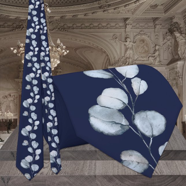 Blue Eucalyptus Elegant Wedding Krawatte (Von Creator hochgeladen)