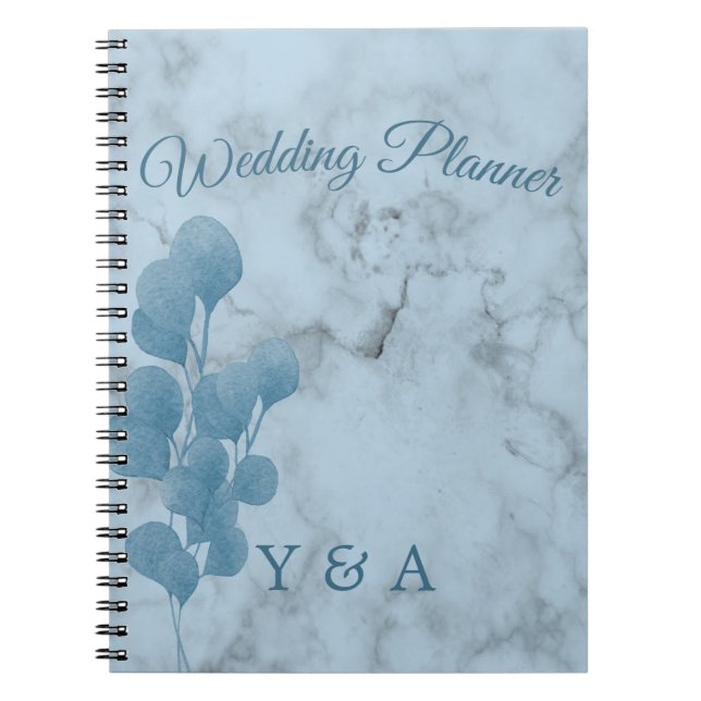 Blue Eucalyptus Foliage Modernes HochzeitsNotebook Notizblock (Vorderseite)