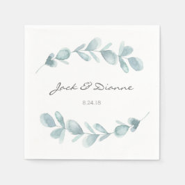 Blue Eucalyptus Personalisiert Wedding Napkin Serviette
