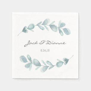 Blue Eucalyptus Personalisiert Wedding Napkin Serviette