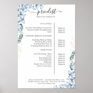 Blue Eucalyptus Salon Price List  Poster