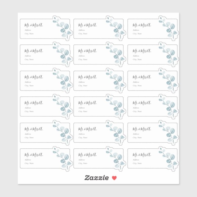 Blue Eucalyptus Sprig Guest Address Labels (Blatt)