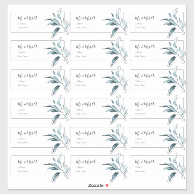 Blue Eucalyptus Sprig Guest Address Labels (Blatt)