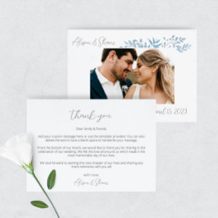 Blue Eucalyptus Wedding Foto Danke Karte