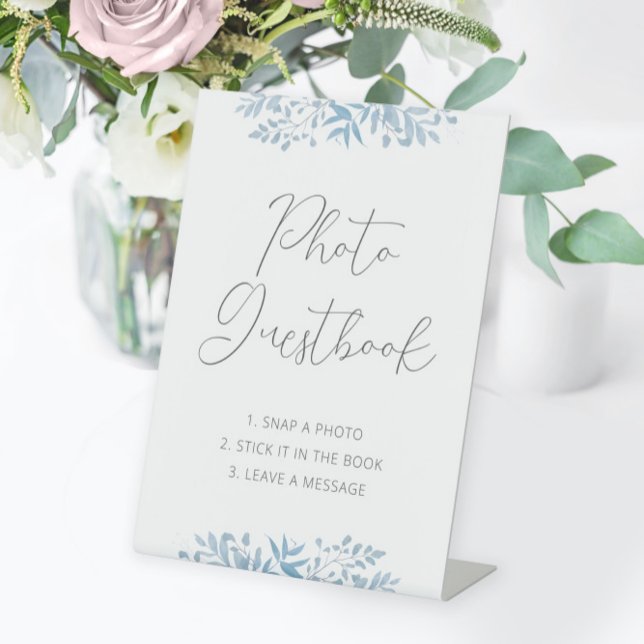 Blue Eucalyptus Wedding Foto Guestbook Sockelschild (Von Creator hochgeladen)