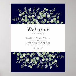 Blue Eucalyptus Wedding Welcome Poster