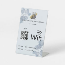 Blue Eucalyptus Wifi Geschäftsdetails QR-Logo Sockelschild