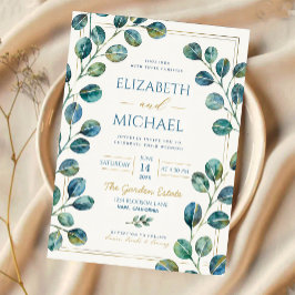 Blue Eucalyptus with Elegant Gold Details Acryleinladungen