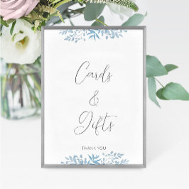 Blue Eukalyptus Wedding Cards & Gifts Sign