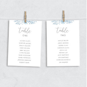 Blue Eukalyptus Wedding Table Chart Cards