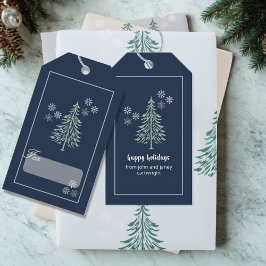 Blue Evergreen Tree Gift Tags - Set von 10 Jahren Geschenkanhänger