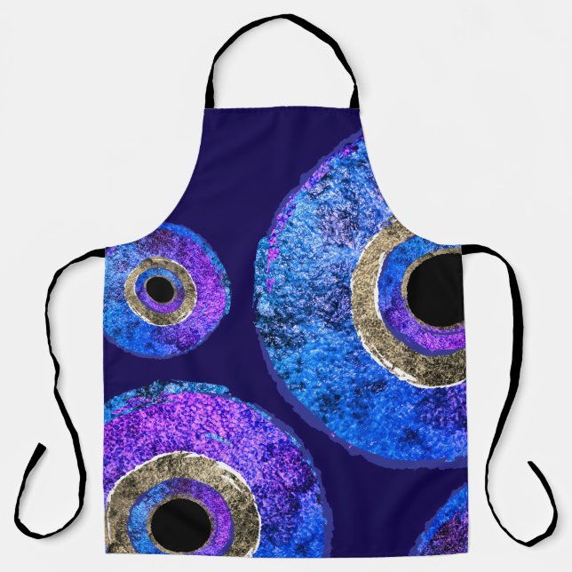 Blue Evil Eye Protection All-Over Print Apron Schürze (Vorderseite)