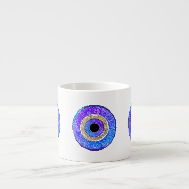 Blue Evil Eye Protection Espressotasse (Vorderseite)