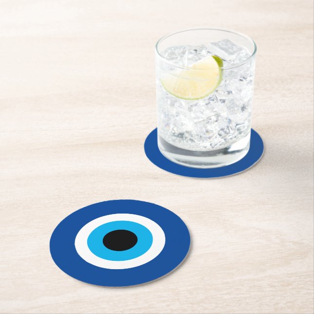 Blue Evil Eye Rundpapier Drink Coaster für Party Runder Pappuntersetzer (Vor Ort)