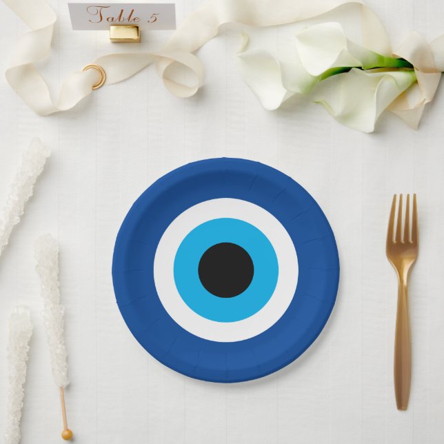 Blue Evil Eye Rundpapier Teller für Hochzeitsfeier (Hochzeit)