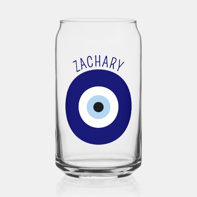 Blue Evil Eye Viel Glück & Protection Symbol Dosenglas (Vorderseite)