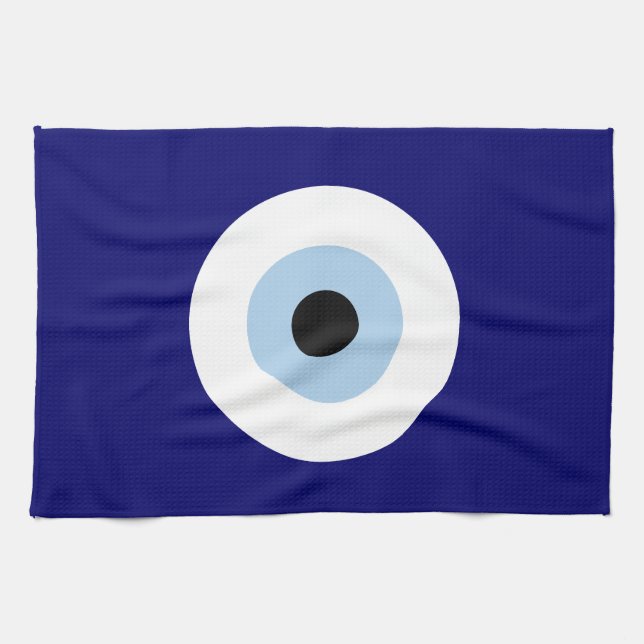Blue Evil Eye Viel Glück & Protection Symbol Geschirrtuch (Horizontal)