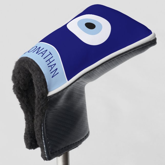 Blue Evil Eye Viel Glück & Protection Symbol Golf Headcover (3/4 Vorderseite)