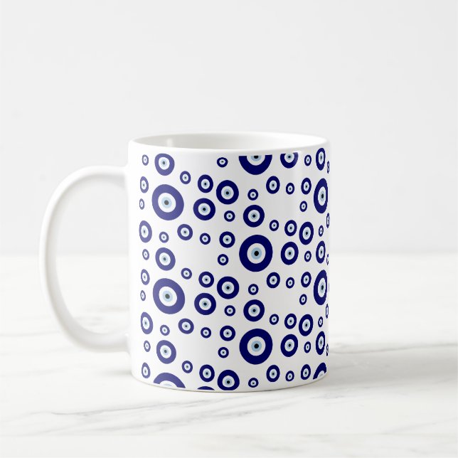 Blue Evil Eye Viel Glück & Protection Symbol Kaffeetasse (Links)