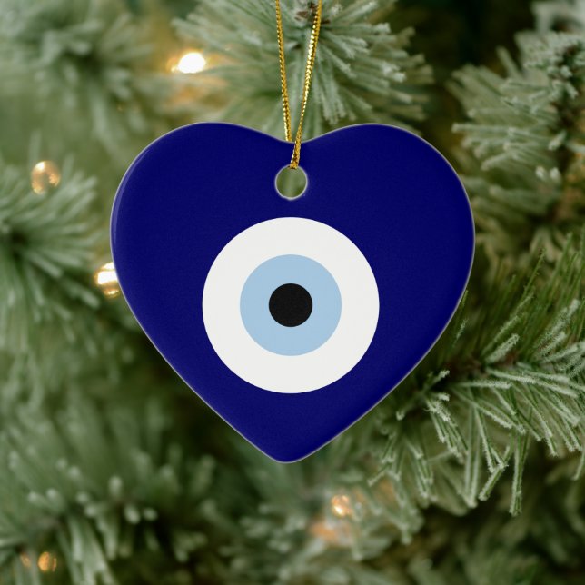 Blue Evil Eye Viel Glück & Protection Symbol Keramik Ornament (Baum)