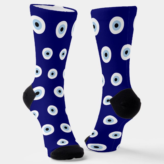 Blue Evil Eye Viel Glück & Protection Symbol Socken (Gewinkelt)